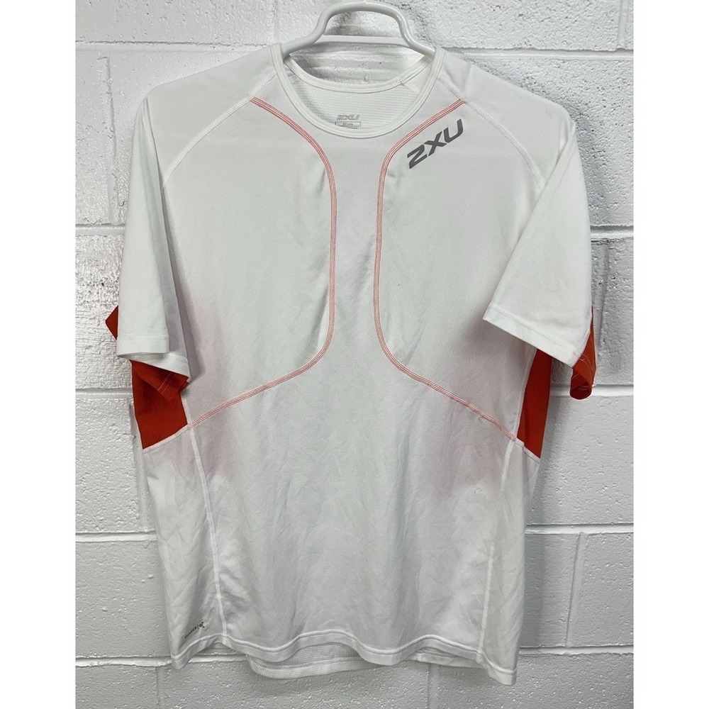 2XU Comp Short Sleeve Run Top White Red Compression / Men's XXL